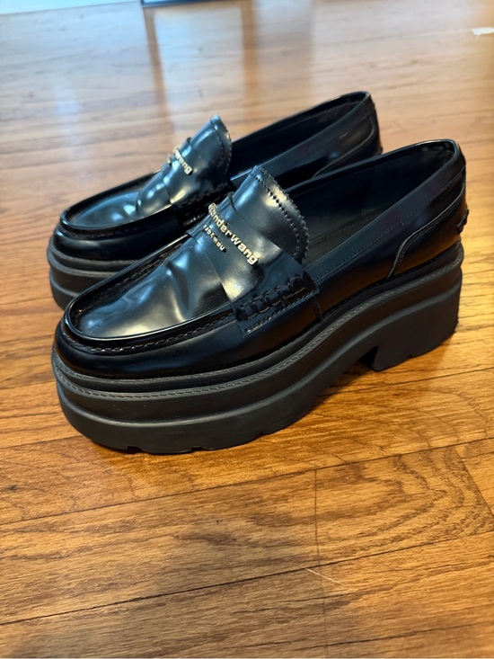 Alexander Wang Shoes - Alexander Wang Black Patent Leather Platform Penny Loafers